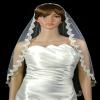 1 Tier Bridal Mantilla Veil Diamond (Off) White Fingertip Lace Edge Crystals view 1