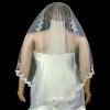 1 Tier Bridal Mantilla Veil Diamond (Off) White Fingertip Lace Edge Crystals view 4