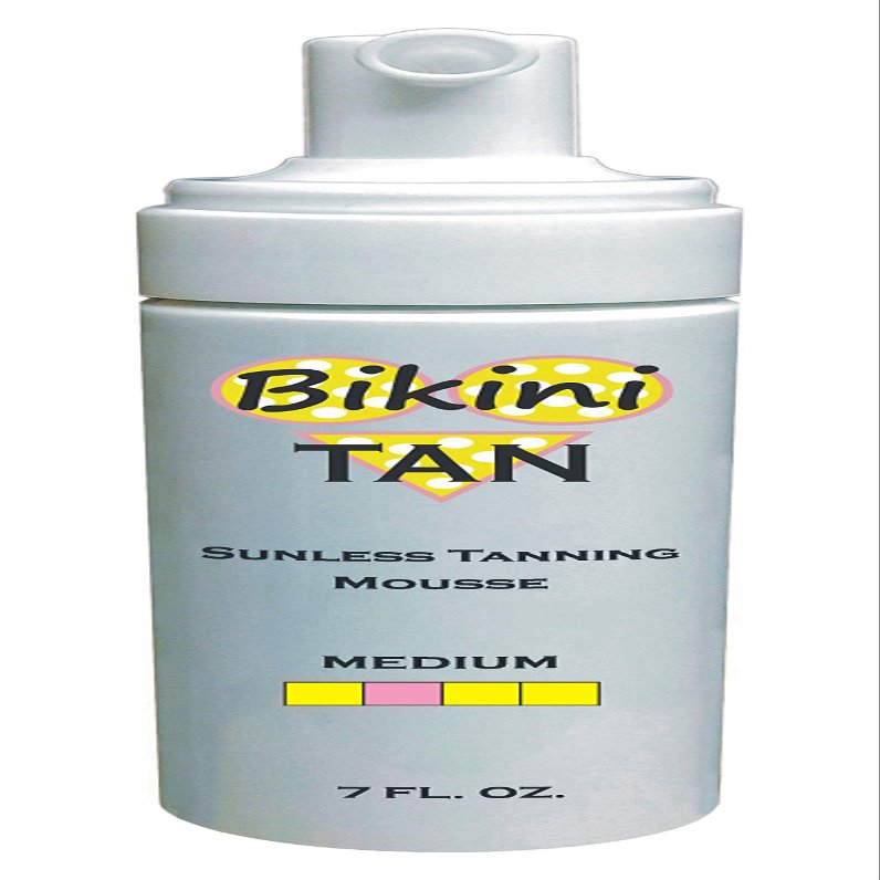 BIKINI TAN - Sunless Self Tanning Foam Mousse - MEDIUM - 7 oz + INCLUDES: Applicator Mitt, Application Gloves and Best Fake Tanner Lotion Spray Sample  Gorgeous, Natural Looking Tan Lasts 7 Days