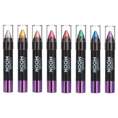 Cosmic Moon - Metallic Face Paint Stick/Body Crayon makeup for the Face & Body - 0.12oz - Easily create metallic designs like a pro! - Set of 8 colours!