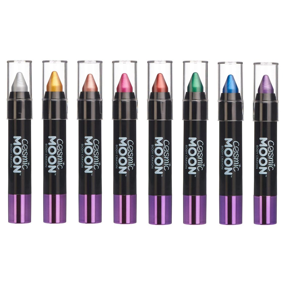 Cosmic Moon - Metallic Face Paint Stick/Body Crayon makeup for the Face & Body - 0.12oz - Easily create metallic designs like a pro! - Set of 8 colours!