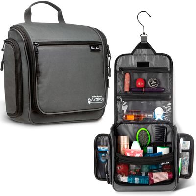 Travel Toiletry Bag for Men and Women - (10.6x10.6x3.2) Large Hanging Toiletry Organizer - Waterproof Hygiene Bag with Metal XXL Swivel Hook, with Sturdy Zippers and 19 Compartments for Toiletries