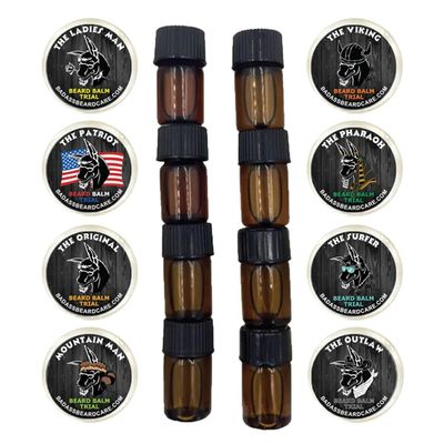 Badass Beard Care Trial Kit For Men - 8 Packs, Trial Sizes of Beard Balm & Beard Oil