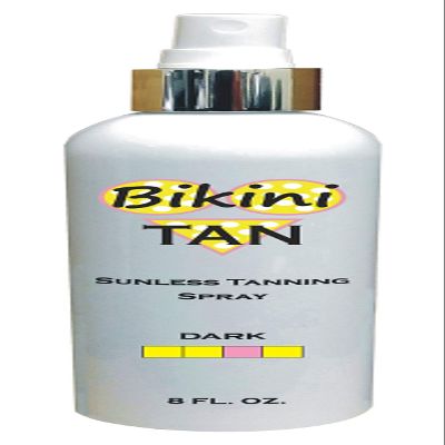BIKINI TAN - Sunless Self Tanning Spray (Pump) - DARK - 8 oz + INCLUDES: Applicator Mitt, Application Gloves and Best Fake Tanner Lotion Mousse Sample  Gorgeous, Natural Looking Tan Lasts 7 Days