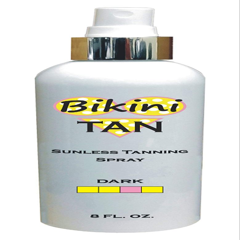 BIKINI TAN - Sunless Self Tanning Spray (Pump) - DARK - 8 oz + INCLUDES: Applicator Mitt, Application Gloves and Best Fake Tanner Lotion Mousse Sample  Gorgeous, Natural Looking Tan Lasts 7 Days