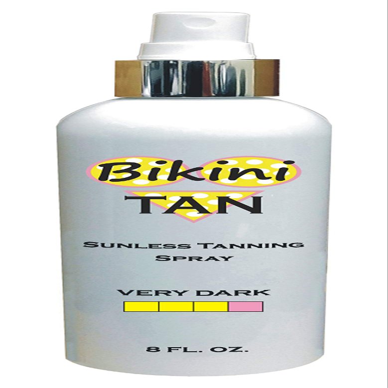 BIKINI TAN - Sunless Self Tanning Spray (Pump) - VERY DARK - 8 oz + INCLUDES: Applicator Mitt, Application Gloves and Best Fake Tanner Lotion Mousse Sample  Gorgeous, Natural Looking Tan Lasts 7 Days