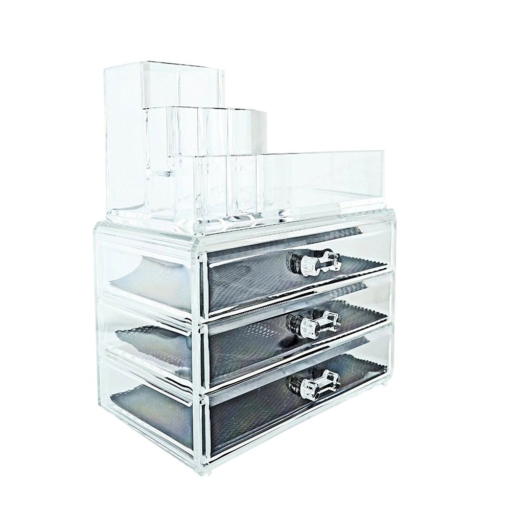 6goodeals Acrylic Cosmetic Make Up Organizer & Jewelry Storage 2 Pieces Display Set (Drawer C)