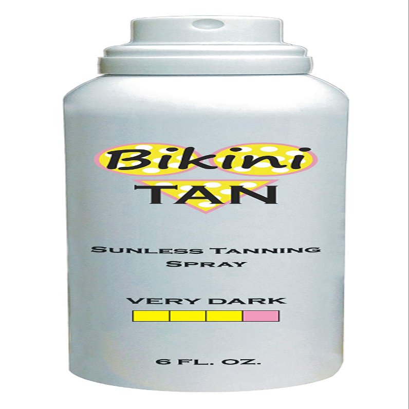 BIKINI TAN - Sunless Self Tanning Spray (Auto) - VERY DARK - 6 oz + INCLUDES: Applicator Mitt, Application Gloves and Best Fake Tanner Lotion Mousse Sample  Gorgeous, Natural Looking Tan Lasts 7 Days