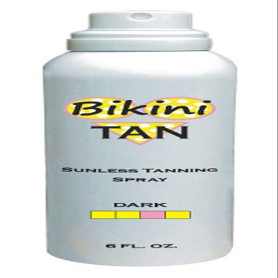 BIKINI TAN - Sunless Self Tanning Spray (Auto) - DARK - 6 oz + INCLUDES: Applicator Mitt, Application Gloves and Best Fake Tanner Lotion Mousse Sample  Gorgeous, Natural Looking Tan Lasts 7 Days