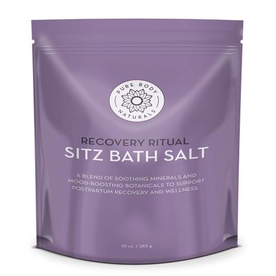 Pure Body Naturals Sitz Bath Salt  Postpartum Care and Hemorrhoid Treatment  Natural Soak for Self Care and Hemmoroid Treatment - Post Partum Essentials, 10 Oz