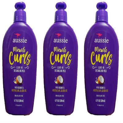 Aussie Miracle Curls Leave-In Detangler Milk 6.7 Ounce (200ml) (3 Pack)