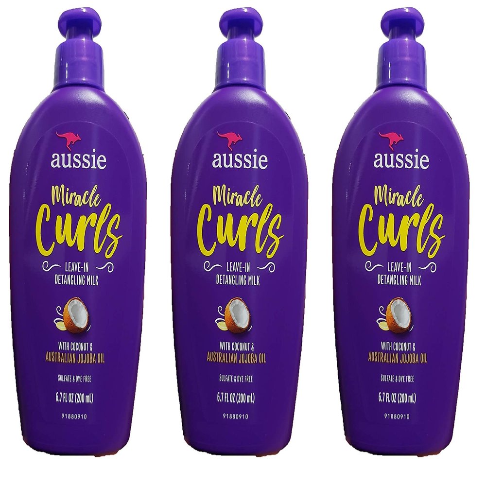 Aussie Miracle Curls Leave-In Detangler Milk 6.7 Ounce (200ml) (3 Pack)