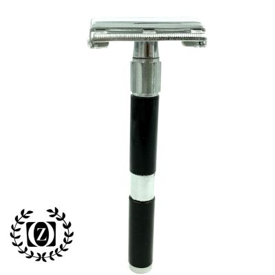 4" LONG HANDLE DE BUTTERFLY OPENING SAFETY RAZOR FOR HIM + 10 BLADES BLACK
