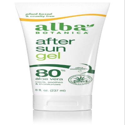 Alba Botanica Aloe Vera Gel for Skin, Cooling After Sun Treatment for Face and Body, Made with Purity Certified 80% Aloe Vera Gel Formula, 8 fl. oz. Tube (Packaging May Vary)