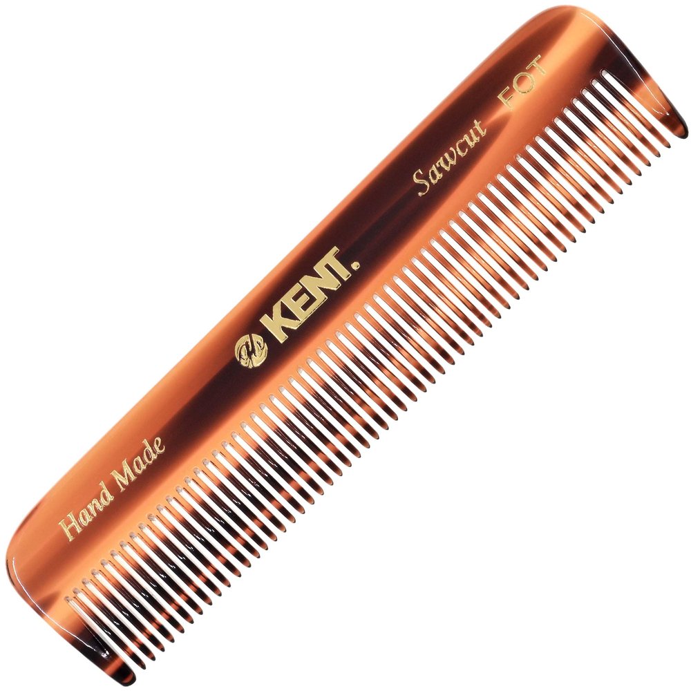 Kent FOT Handmade Pocket Comb for Men, Women and Kids, All Fine Tooth Hair Comb Straightener for Everyday Grooming and Styling Hair, Beard and Mustache, Saw Cut and Hand Polished, Made in England