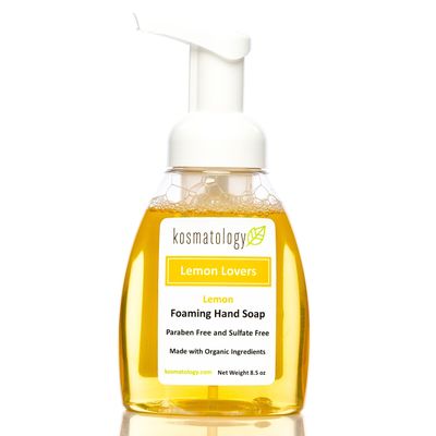 kosmatology Lemon Lovers Organic Foaming Hand Soap | Moisturizing Hand Wash | Clean Ingredients, Infused with Essential Oils | 8.5 fl oz