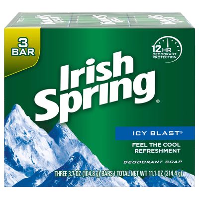 Irish Spring Bath Bar, Icy Blast 3.75 Oz, 12 Count 4pack of 3 Bar