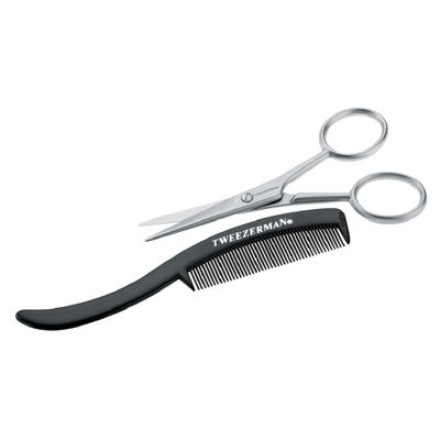 Tweezerman G.E.A.R. Moustache Scissors and Comb, Black