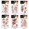 AHIER Temporary Tattoos for Women, 6 Sheets Henna Stickers, Waterproof Red Henna Tattoo Stickers for Women view 1