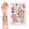 AHIER Temporary Tattoos for Women, 6 Sheets Henna Stickers, Waterproof Red Henna Tattoo Stickers for Women view 2