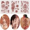 AHIER Temporary Tattoos for Women, 6 Sheets Henna Stickers, Waterproof Red Henna Tattoo Stickers for Women view 3