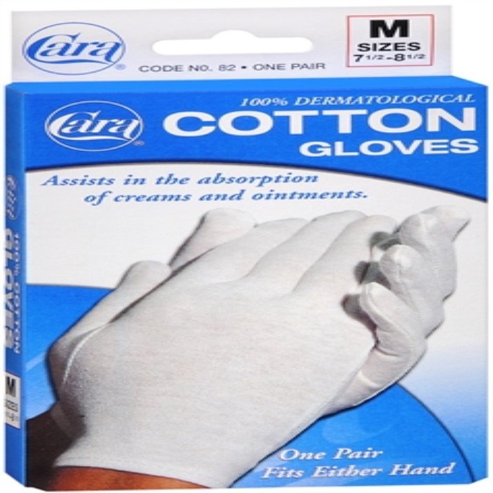 Cara 100% Dermatological Cotton Gloves Medium 1 Pair (Pack of 7)