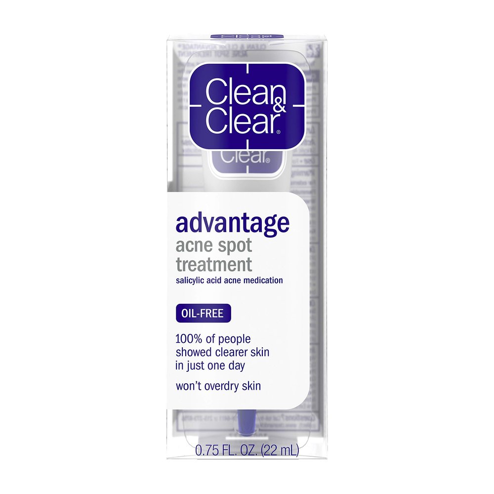 Clean & Clear Advantage Acne Spot Treatment, Oil Free Acne Treatment with Salicylic Acid, Gel Pimple Cream for Adults and Teens, Witch Hazel & Salicylic Acid Medication.75 oz (Pack of 4)