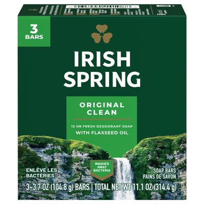 Irish Spring Deodorant Bar Soap, Original, 3.75 oz bars, 3 ea (Pack of 9)