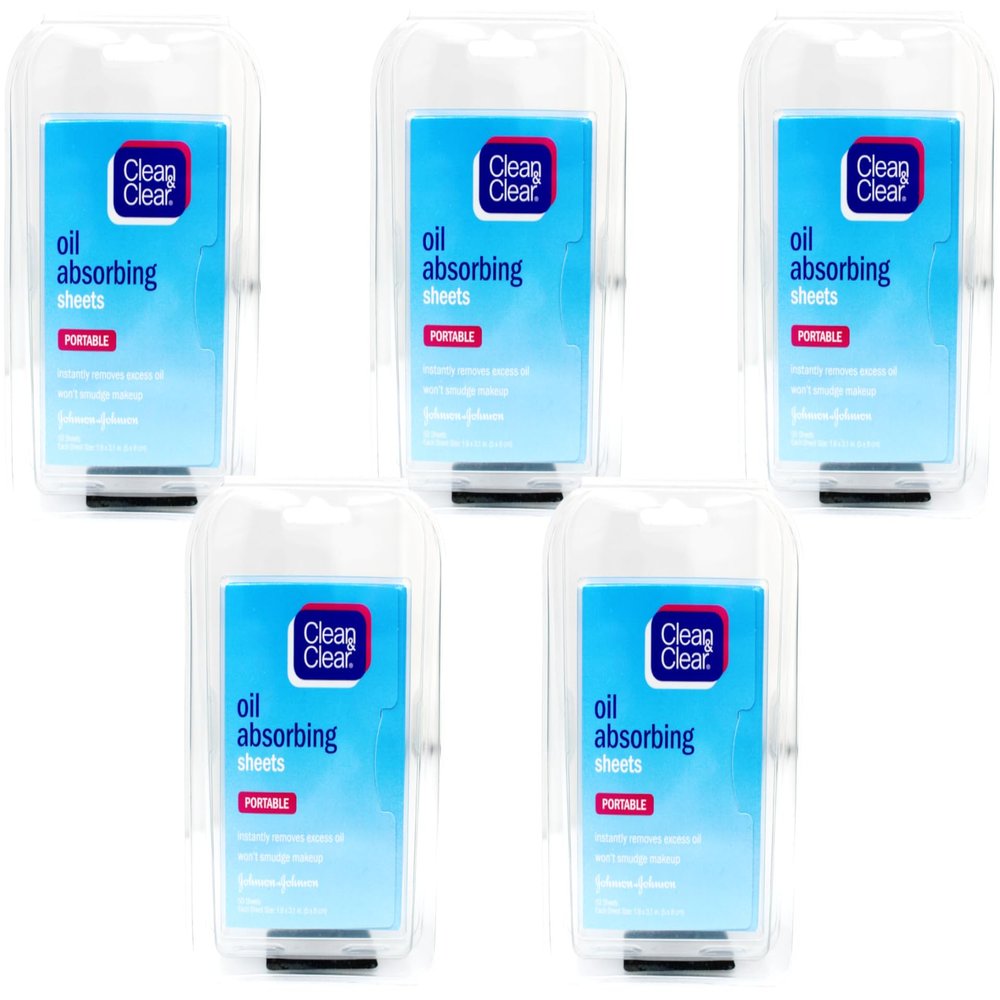 CLEAN & CLEAR Oil Absorbing Sheets 50 Each (Pack of 5)