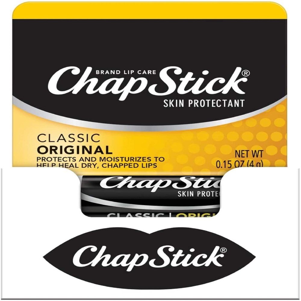 ChapStick Classic (1 Box of 12 Sticks, 12 Total Sticks, Original Flavor) Skin Protectant Flavored Lip Balm Tube, 0.15 Ounce Each, 12 Count (Pack of 1)