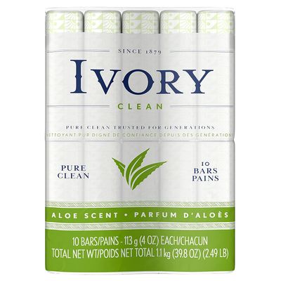 Ivory Bar Soap, Bath Size, Aloe 10 ea (Pack of 4)