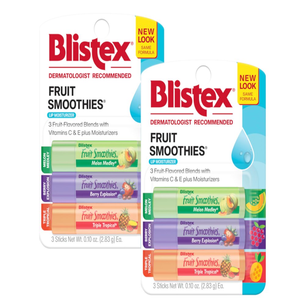 Blistex Fruit Smoothies Lip Moisturizers 3 Sticks 0.10 oz each Pack of 2