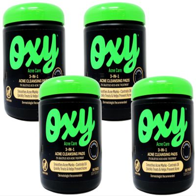 OXY Maximum Action 3-In-1 Treatment Pads 90 ea (Pack of 4)