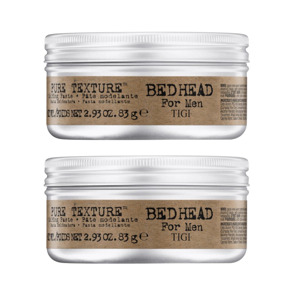 TIGI Bed Head for Men Pure Texture Hair Molding Paste - Use for Texture & Separation - Versatile Cream-to-Paste Fusion - For Men's Hairstyles - Use on Damp & Dry Hair - 2.93 oz (2 Pack)