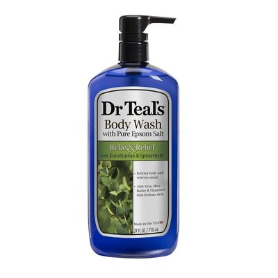 Dr Teal's Body Wash, Relax & Relief with Eucalyptus & Spearmint 24 oz (Pack of 5)