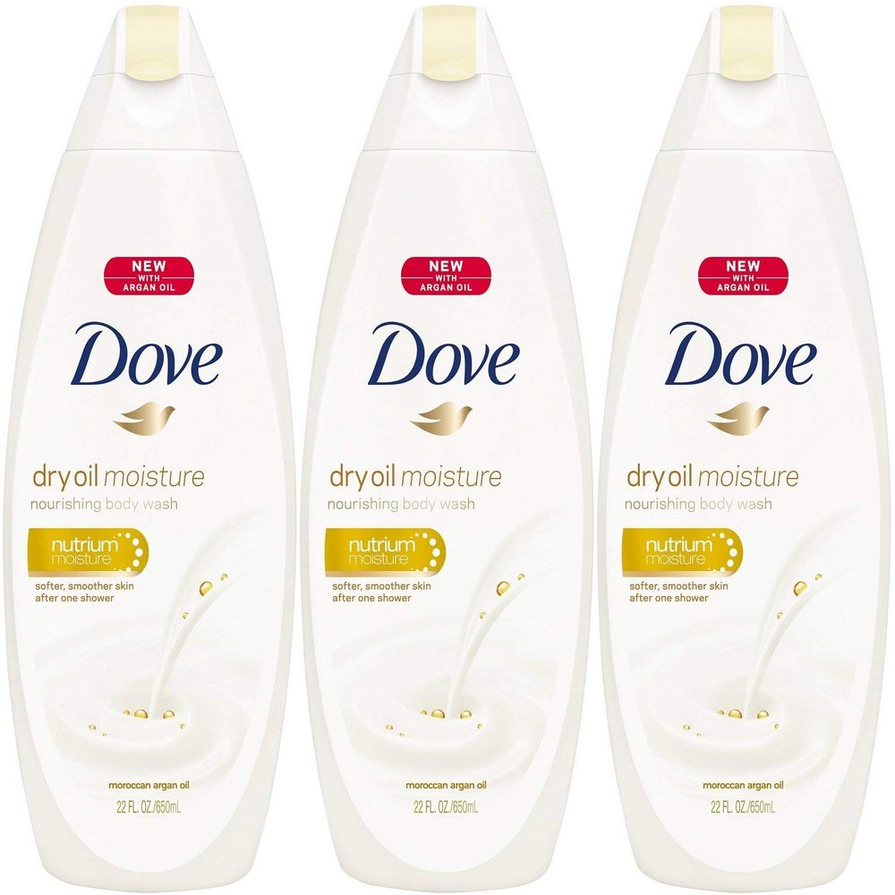 Dove Body Wash 22 Ounce Dry Oil Moisture (650ml) (3 Pack)