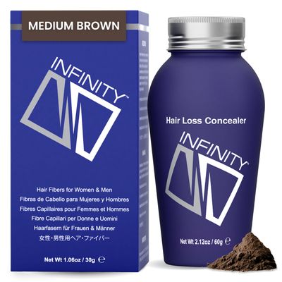 INFINITY Hair Fibers Dark Brown for Thinning Hair for Women & Men - 100% Undetectable Hair Building Fiber Powder - Conceal Hair Loss in 15 Seconds, 60g