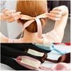4Pcs Elegant Ribbon Magic French Twist Bun Maker Clip Hook Holder Magic Roll Rings Donut Updo Chignon Former Pads Foam Sponge Hair Styler Curler Braid Ponytail Stick Hairstyle Styling Tool Accessories view 1