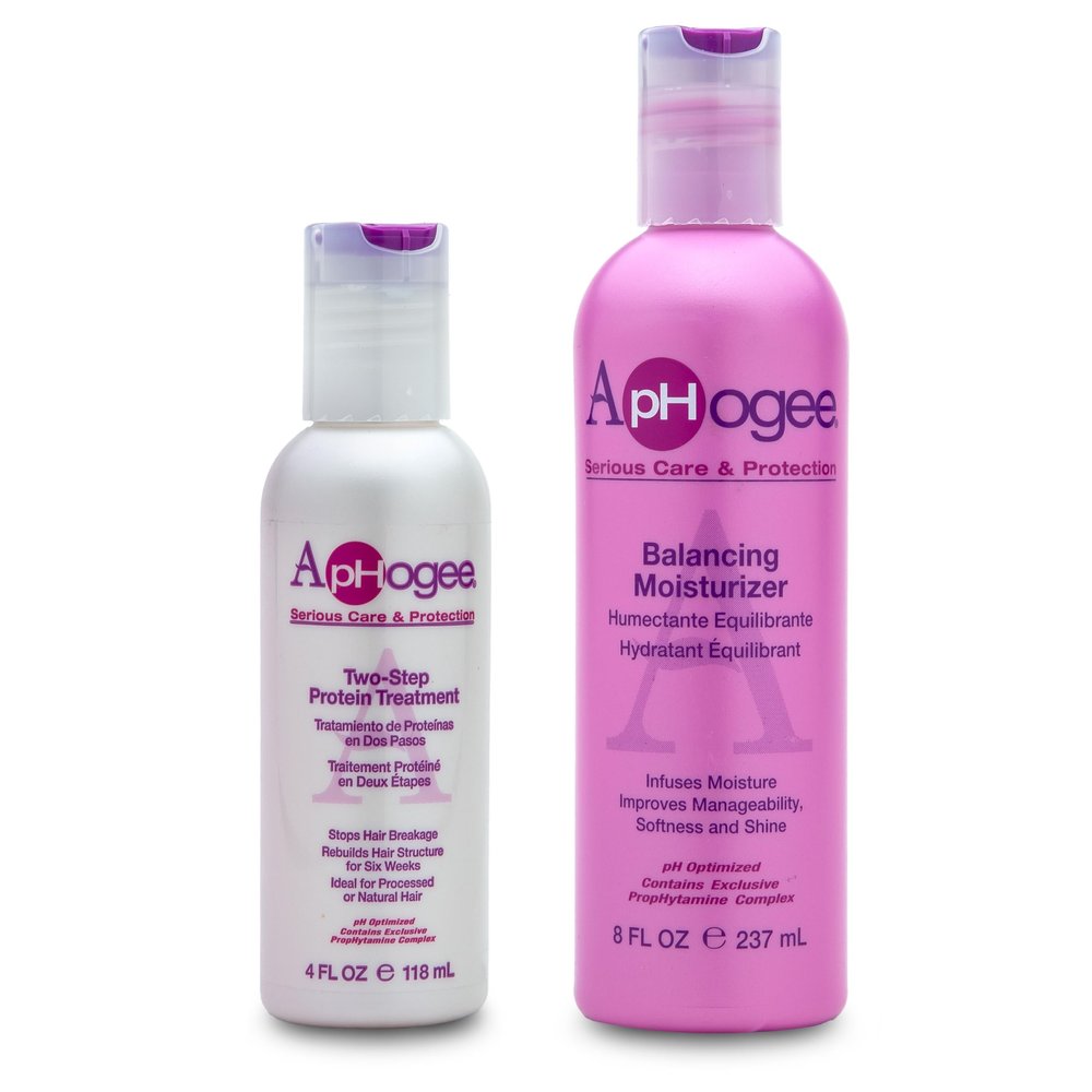 Aphogee Hair Care Double Bundle  Two-Step Protein Treatment (4 fl oz) & Balancing Moisturizer (8 fl oz)