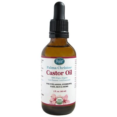 Baar Palma Christos Castor Oil, Organic, 100% Pure, Cold-Pressed, Hexane-Free Products. Helps with Conditions for Hair Growth for Eyebrows, Hair, and Eyelashes. Natural Hair Treatment Oil 2 oz.
