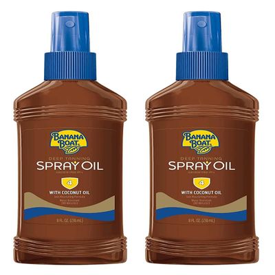 Banana Boat Deep Tanning SPF#4 Spray Oil With Coconut Oil 8 Ounce (236ml) (Pack of 2)