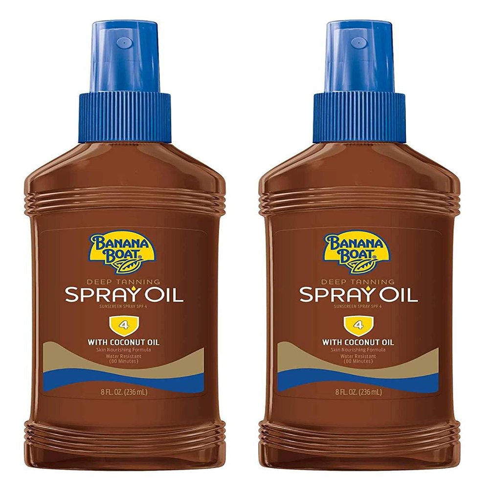 Banana Boat Deep Tanning SPF#4 Spray Oil With Coconut Oil 8 Ounce (236ml) (Pack of 2)