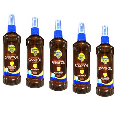 Banana Boat Deep Tanning Spray with Coconut Oil SPF 4, 8 Ounces each (Value Pack of 5)