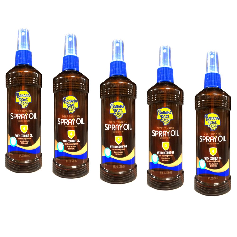 Banana Boat Deep Tanning Spray with Coconut Oil SPF 4, 8 Ounces each (Value Pack of 5)