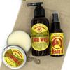 Medicine Man's Beard & Mustache Care Kit: Itchy Beard Wash 4,7 FL OZ, Anti Itch Beard Oil 2 FL OZ, Beard & Mustache Balm 2 FL OZ - in a Mustache Stamped Linen Pouch view 1
