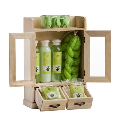 Brubaker Cosmetics 10 Pcs Beauty Gift Set Women Wooden Cabinet Aloe Vera Vanilla