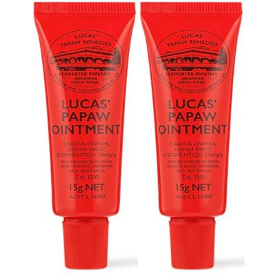 Lucas Papaw Ointment 15g Tube with Lip Applicator 2Pack Multi-Purpose Skin Relief Made in Australia