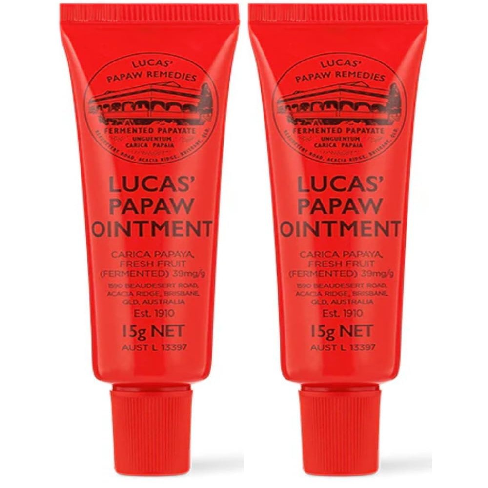 Lucas Papaw Ointment 15g Tube with Lip Applicator 2Pack Multi-Purpose Skin Relief Made in Australia
