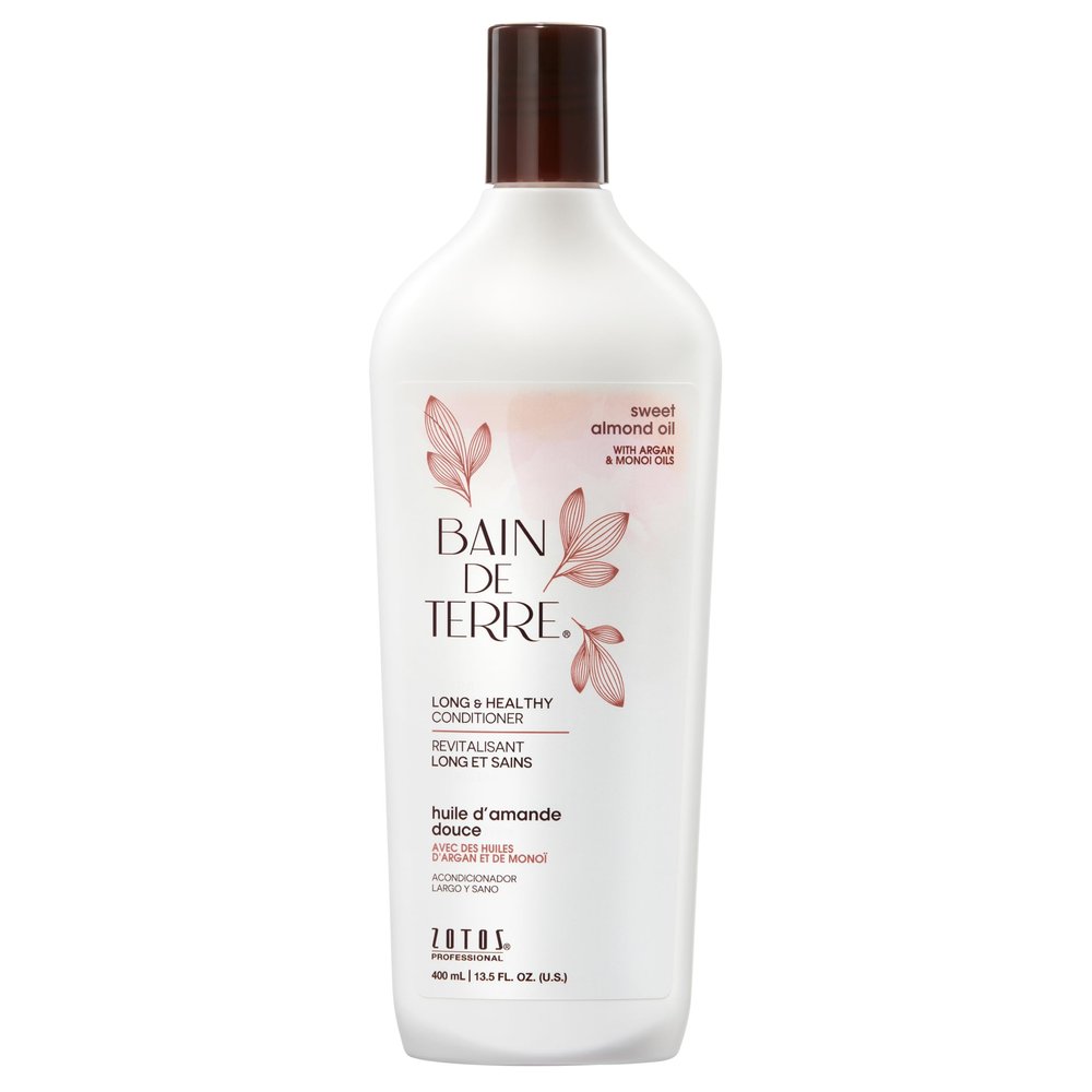 Bain de Terre Sweet Almond Oil Long & Healthy Conditioner, Strength & Protection for Weak, Damaged Hair, with Argan & Monoi Oils, Paraben-Free, Color-Safe, Vegan, 13.5 Fl Oz
