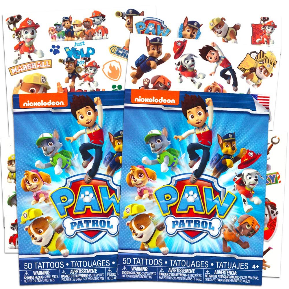 100 Pcs Paw Patrol Temporary Tattoos for Kids Costume Bundle